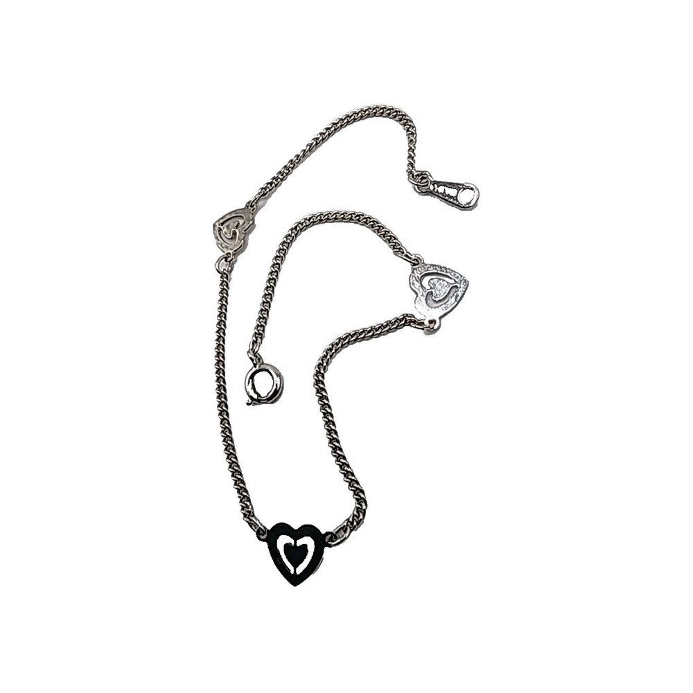 Vintage Avon Silver Tone Double Heart Anklet Danity Delicate Layering Gift Love